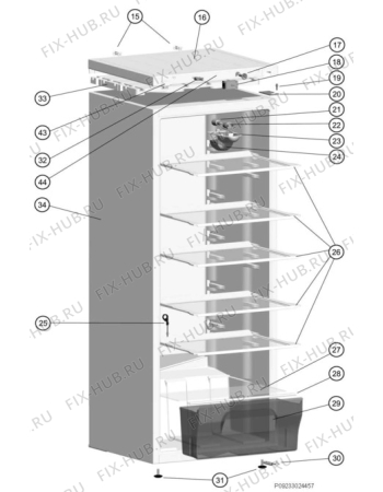 Взрыв-схема холодильника Faure FRC325WO1 - Схема узла Housing 001
